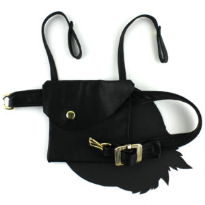 Black Leather Holster with Large Square Gold Buckle v1