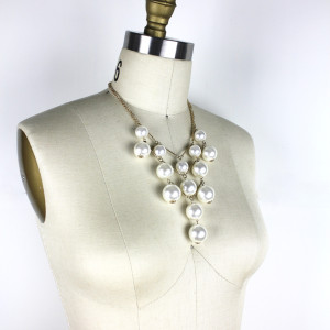 Large Oversized Faux Pearl Tiered Necklace v5