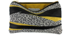 Zebra Stripe Clutch Gray Cheetah Yellow Black Leather v22